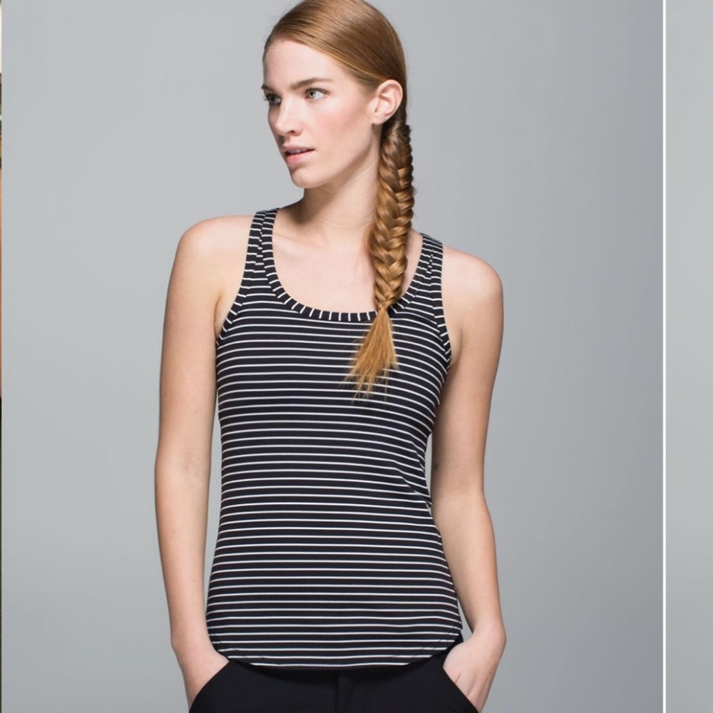 Lululemon Black White Stripe Studio Racerback Tank Top
